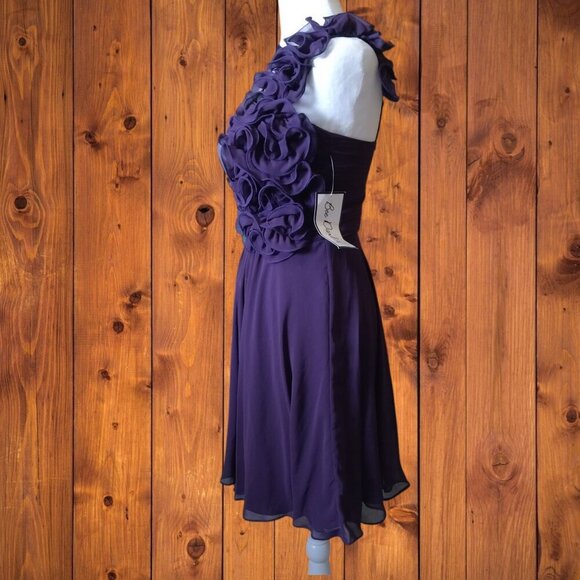 BEE DARLIN Women's Juniors Size 5/6 Purple One Shoulder Frilly Formal Dress NEW - Picture 7 of 9